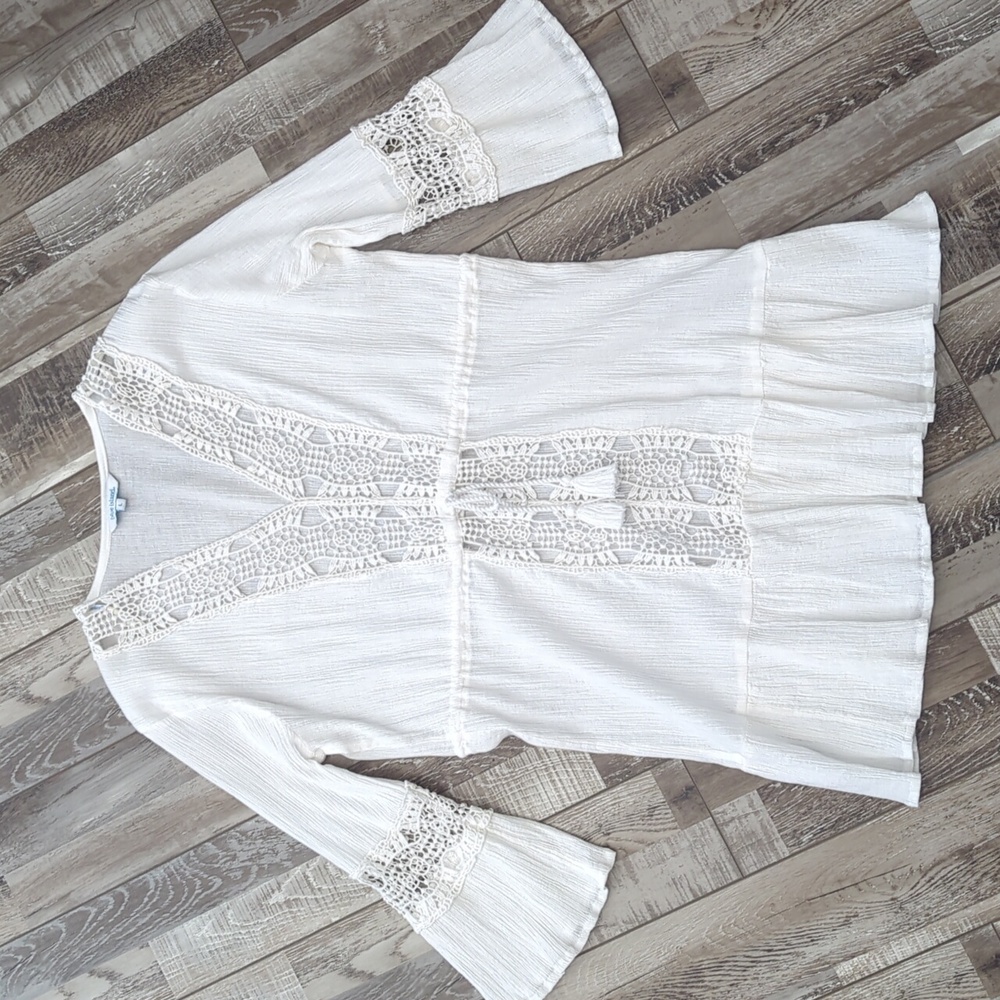Blue Island Cotton Gauze Beach Cover Up White size Large - Picture 6 of 8